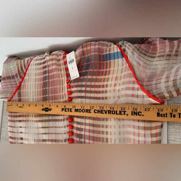 Anthropologie Adelyn Rae Grid Graphic Romper Sheer Sleeves NWT Size Medium - Picture 10 of 12